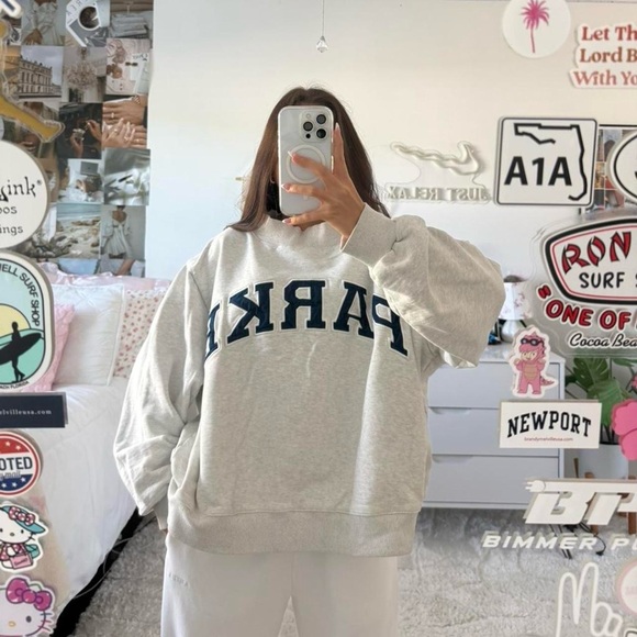 Parke Jackets & Blazers - Parke Grey and Navy Blue Mock neck Sweatshirt size